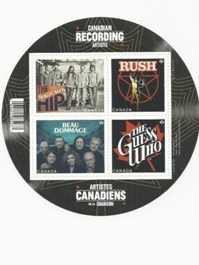 *Free* With Purchase CPC stamp Sheet RUSH, THE HIP+ Canadian Recording Artists